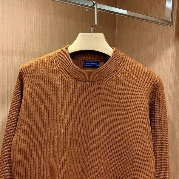 Warm Drop-shoulder Loose Round Neck Sweater For Men