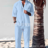 Cotton And Linen Half Sleeve Suit Men's Summer - WOMONA.COM