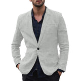 autumn Solid for Men Cotton Thin Suits Blazers Jacket coa - WOMONA.COM