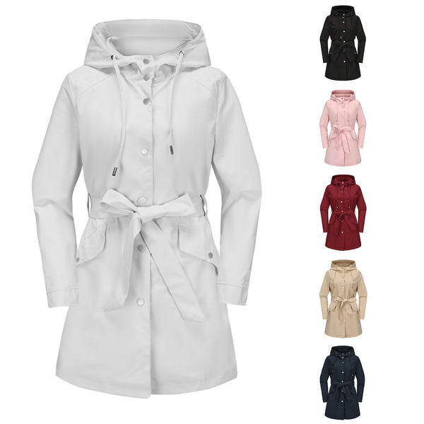 Spring And Autumn New Hooded Waterproof Coat Containing Belt Thin