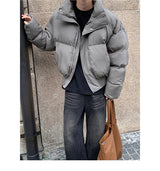 Versatile Stand Collar Zipper Short Cotton Coat Men