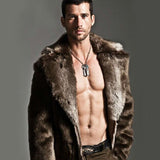 Men's Suit Collar Imitation Fur Coat - WOMONA.COM