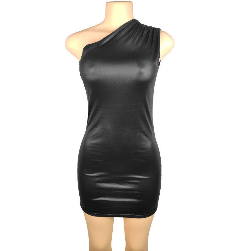Black Shoulder Sleeveless Sheath Dress - WOMONA.COM