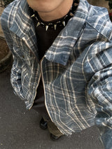 New Classic American Style Vintage Zipper Cardigan Plaid Shirt - WOMONA.COM