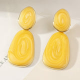 Geometric Oval Candy Color Dripping Earrings - WOMONA.COM