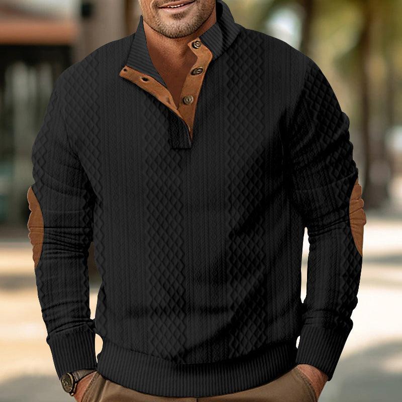 Men's Sweater Half Cardigan Jacquard - WOMONA.COM