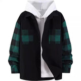 New Plaid Colorblock Long Sleeve Men's Casual Shirt - WOMONA.COM