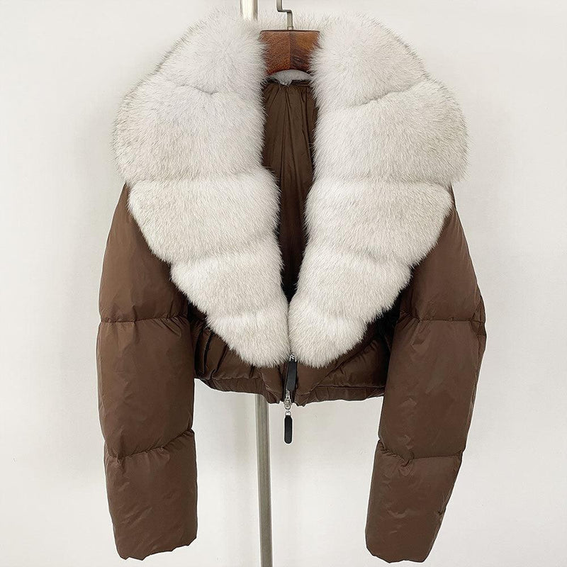 Fox Fur Collar Thick Short Down Jacket Coat