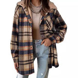 Women Flannel Plaid Jacket Long Sleeve Autumn