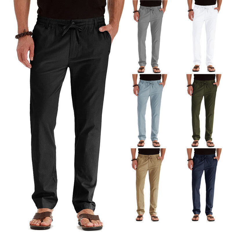 Loose Large Size Elastic Waist With Solid Color Sweatpants Men - WOMONA.COM