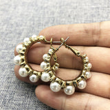 White Pearl Retro Drop Earrings - WOMONA.COM