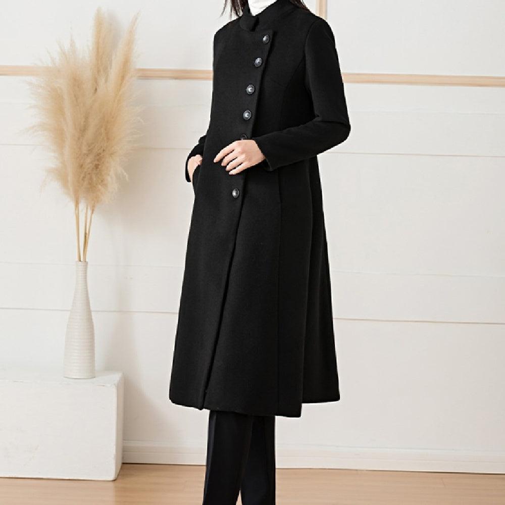 Woolen Coat Women's Long Stand-up Collar - WOMONA.COM