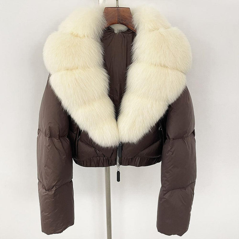 Fox Fur Collar Thick Short Down Jacket Coat