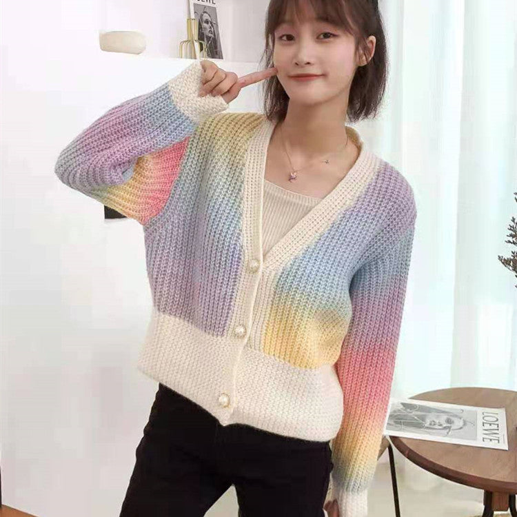 Thin Sweaters Short Slim Hanging And Dyeing - WOMONA.COM