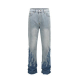 Flame Patch Flared Jeans For Men - WOMONA.COM