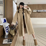 Single-breasted Khaki Retro Fur Coat - WOMONA.COM