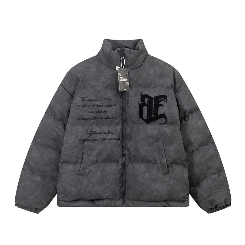 Men's Embroidered Letter Cotton-padded Jacket - WOMONA.COM