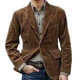 Corduroy Jacket Winter Solid Color Casual Blazer - WOMONA.COM