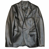 New Polo Collar Solid Color Leather Jacket - WOMONA.COM