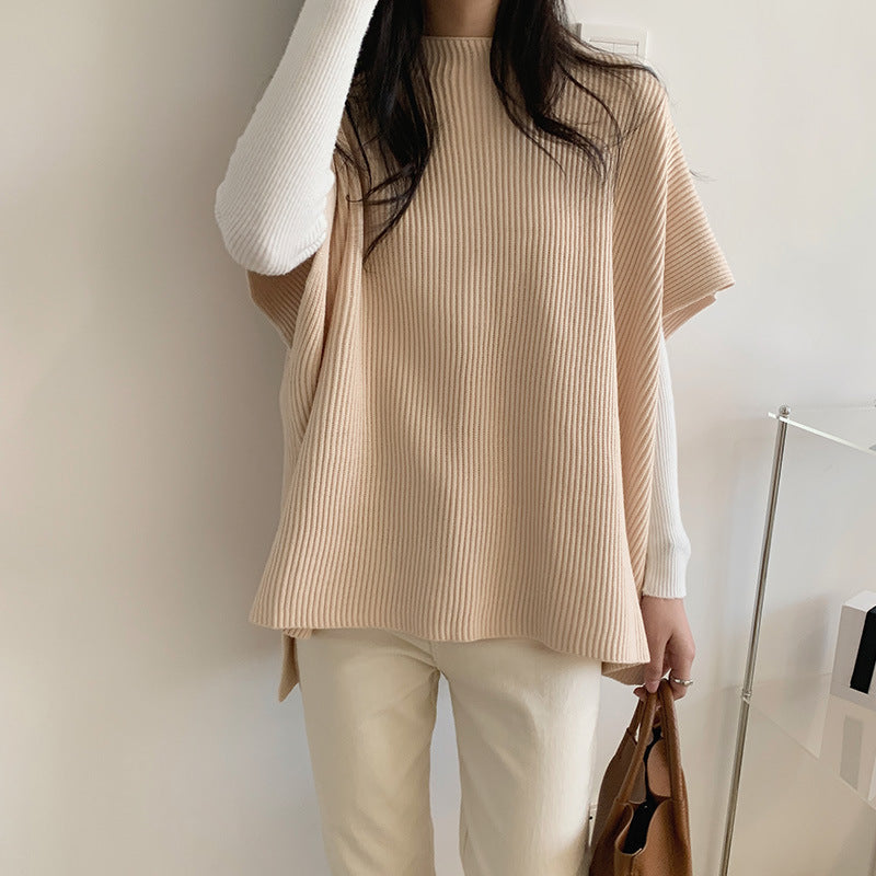 Elegant Lightly Mature Loose Slimming Cape Cloak Sweater