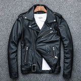 Pure Cowhide Biker's Leather Jacket - WOMONA.COM