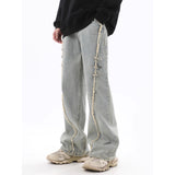 RetroBuckle Raw Hem Jeans Men - WOMONA.COM