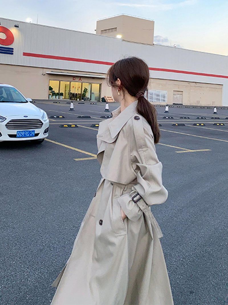 Mid-length Temperament Waist-controlled Korean Overcoat