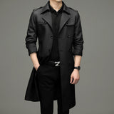 Double Breasted Men's Long Trench Coat - WOMONA.COM