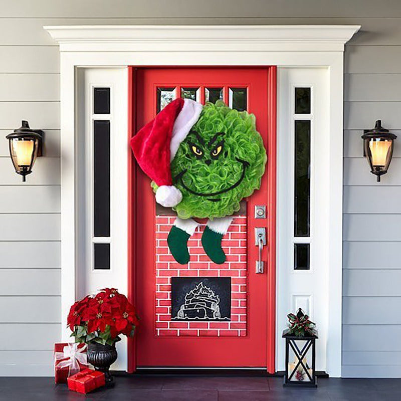 Christmas Wreath Grinch Front Door - WOMONA.COM