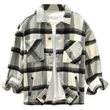 Plaid Plus Size Lapels Loose Top Youth Fashion Coat For Men - WOMONA.COM