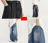 Mid-high Waist Washed Wide Leg Jeans - WOMONA.COM