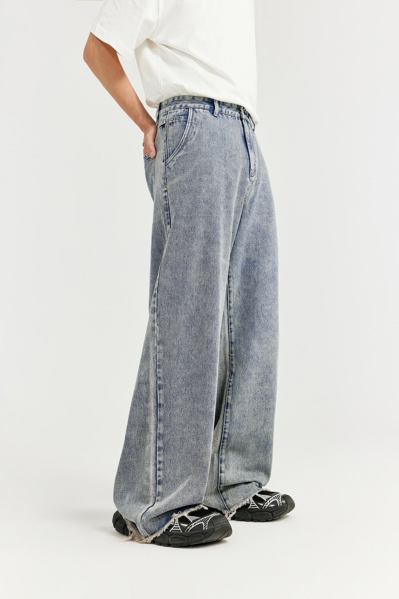 Clothing Vintage Raw Hem Wide Legs Jeans - WOMONA.COM