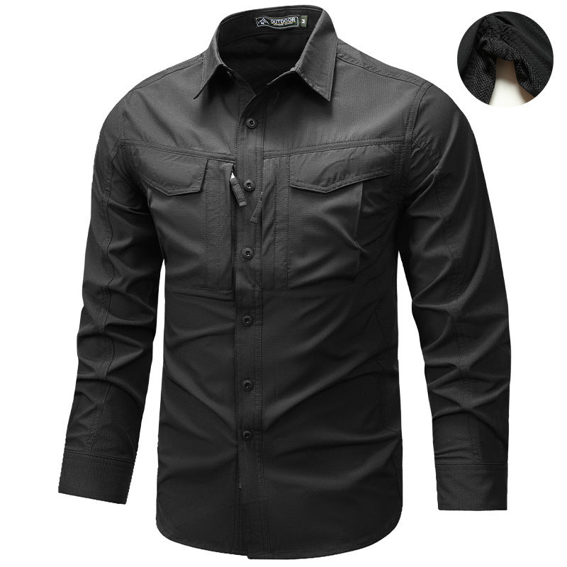 Men's Workwear Long Sleeve Shirt - WOMONA.COM