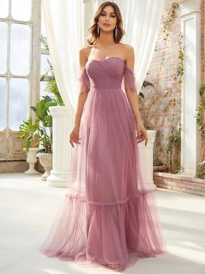 Women's Off-shoulder Tube Top Evening Dress - WOMONA.COM