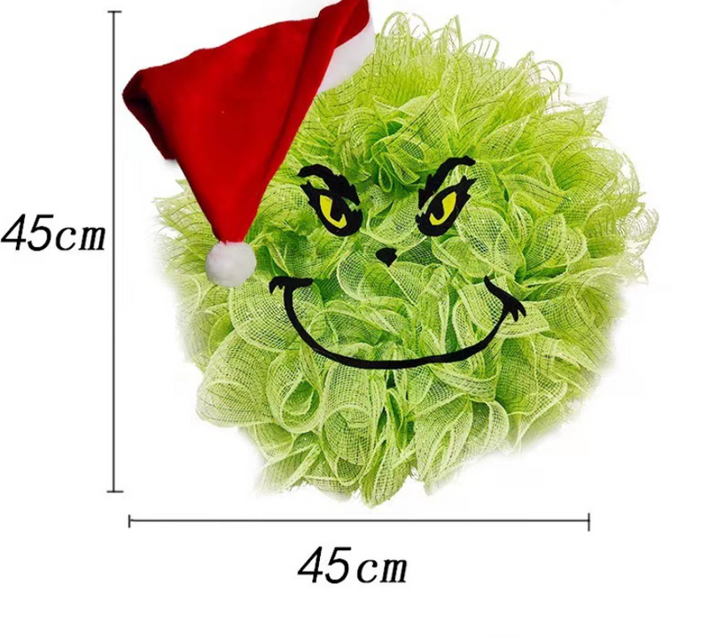 Christmas Wreath Grinch Front Door - WOMONA.COM