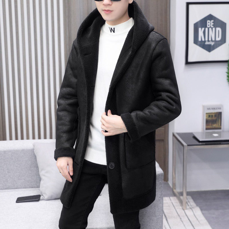 Double-sided Wear Fleece Coat Hooded Mid-length Coat - WOMONA.COM