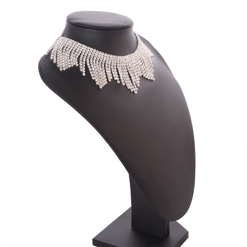 Tassel Diamond Necklace Alloy Necklace - WOMONA.COM