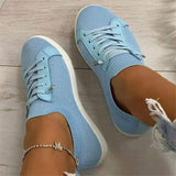 Flat Lace-Up Fly Woven Mesh Breathable Shoes - WOMONA.COM