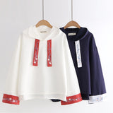 Embroidery Hooded Solid Color Hoodie For Women - WOMONA.COM