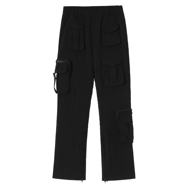 Overalls Trousers Zipper Flared Casual Trousers Ins Pants Men - WOMONA.COM