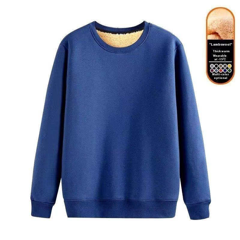 Men's Warm Lambskin Round Neck Hoodie - WOMONA.COM