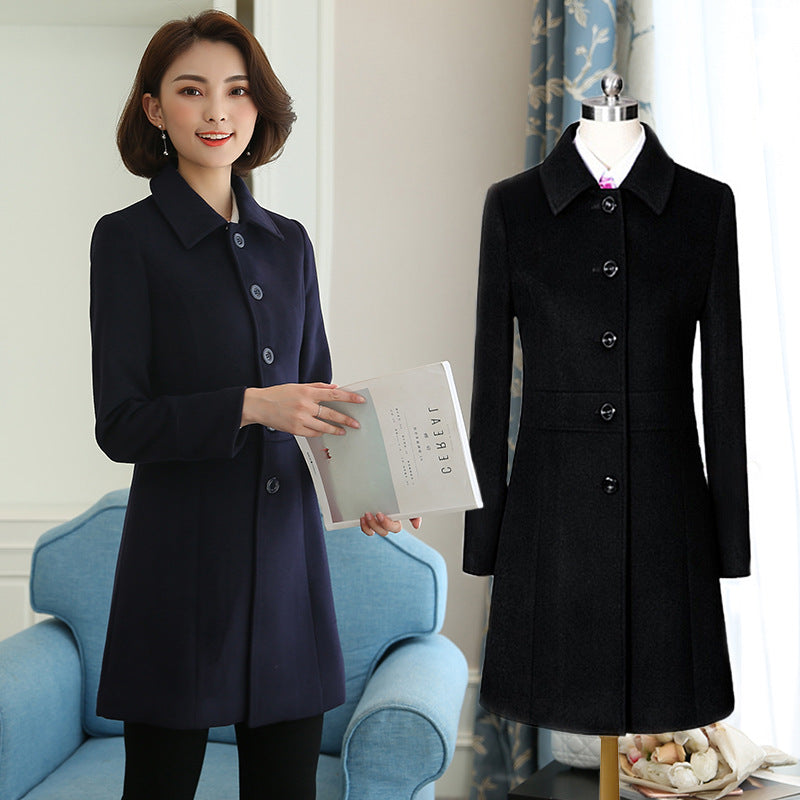 Women's Loose-Fit Thick Wool-Blend Coat