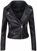 Short Zipper Leather Jacket Leather Coat - WOMONA.COM