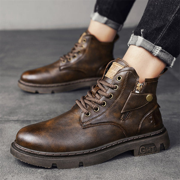 Botas Martin de corte alto estilo británico retro para hombres