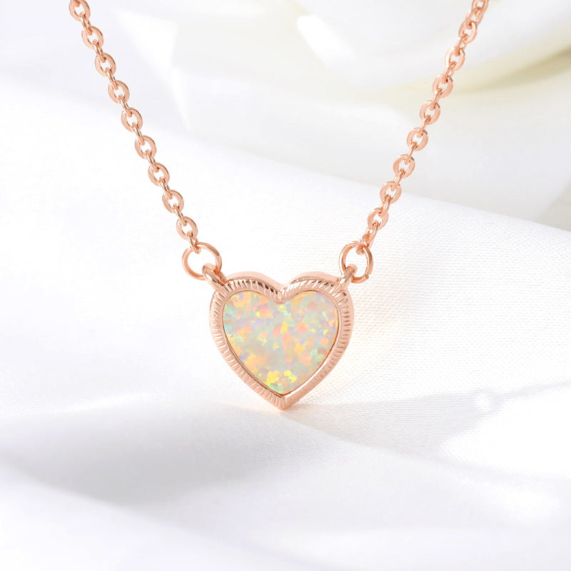 Romantic Heart Necklace Copper Zircon Pendant Necklace - WOMONA.COM