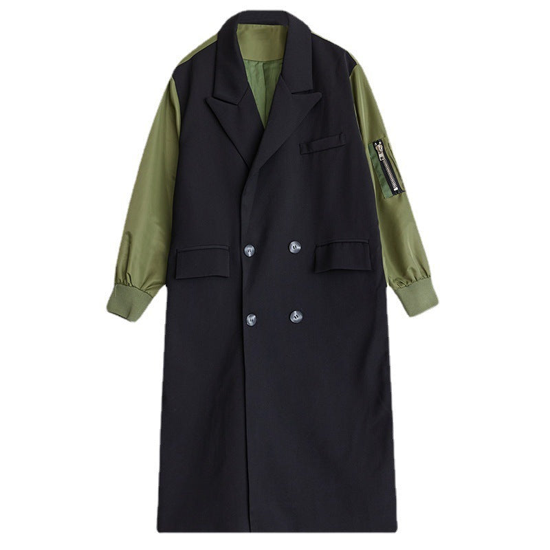 Double-layer Suit Collar Cardigan Trench Coat