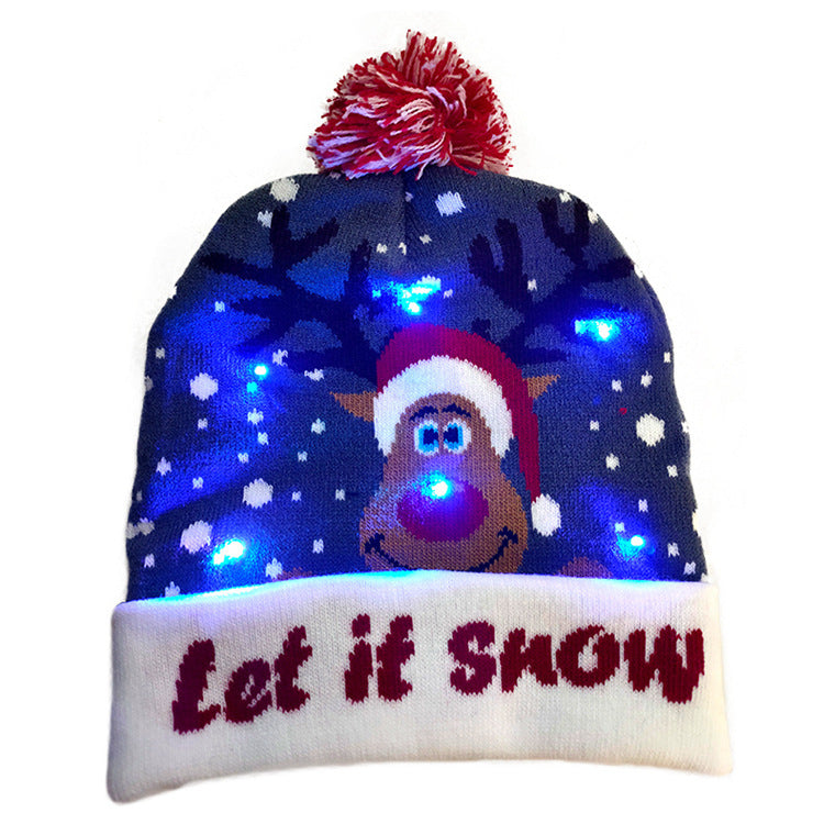 LED Christmas Hat Sweater Knitted Beanie Christmas