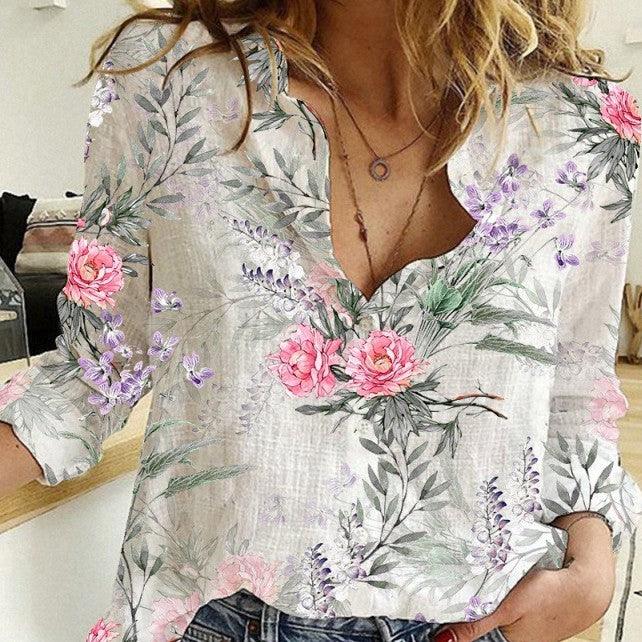 Linen Cotton Washed Single-breasted Long Sleeve Shirt For Women - WOMONA.COM