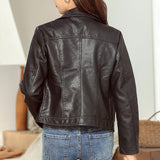 New Fashion Simple Trendy Short Leather Jacket Women - WOMONA.COM