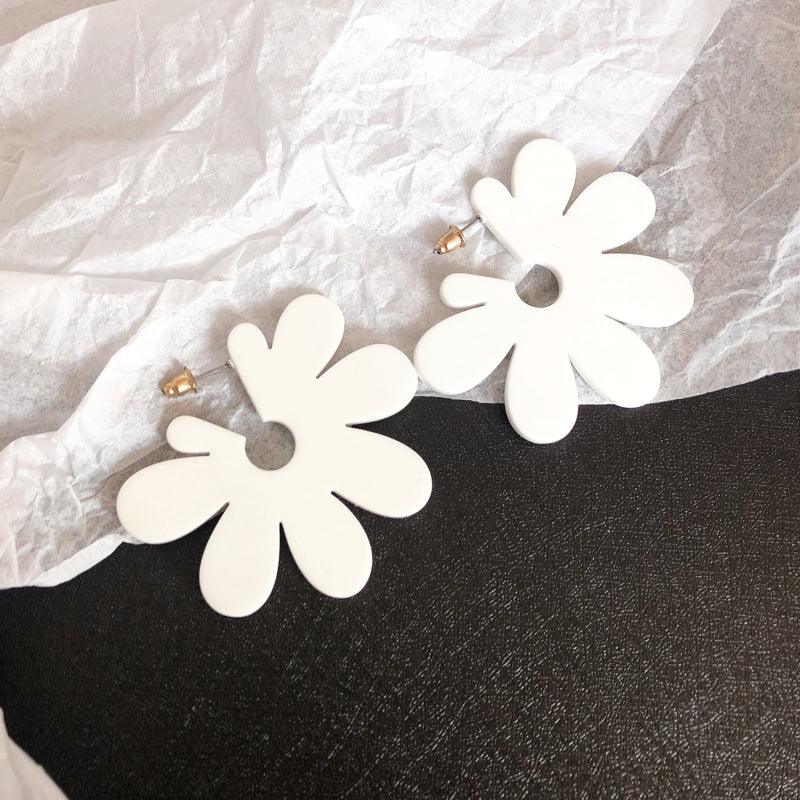 White Long Drop Earrings